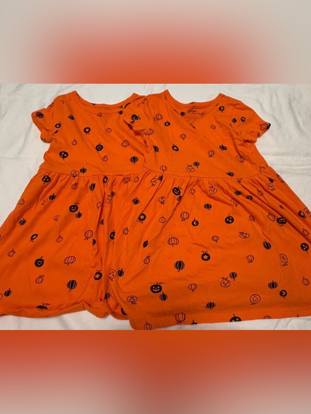Cat & Jack Kids twin set Orange Pumpkin Print Dresses 4T
